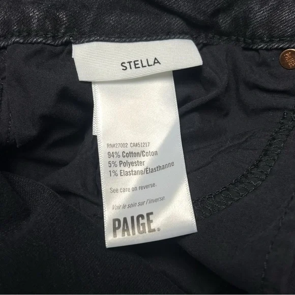 Paige Stella Womens Jeans Black Straight Basic Casual Denim Pants Size 32 - Picture 5 of 9